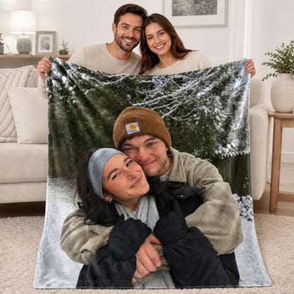 Baby Size Custom Photo Blanket with Text - Flannel Throw for Kids & Gifts