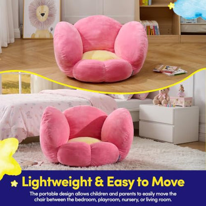 Sweet Home Collection Flower Plush Toddler Chair for Reading & Play - Cozy Kids Floor Seat