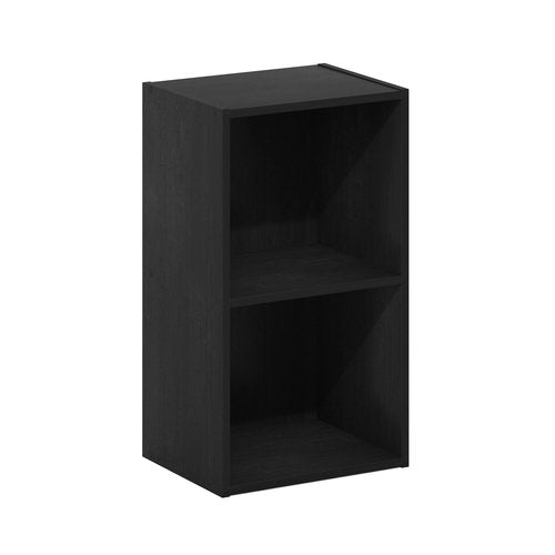 Furinno PASIR Book Shelf, 2-Tier Modern Bookshelf, Open Shelves Bookcase 9 x 12 x 21, Easy Assembly, for Living Room, Bedroom, Home Office, Blackwood