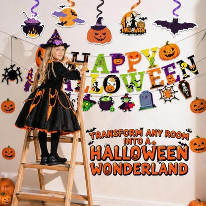 Halloween Party Decorations Set with Balloons & Banners - 23 Pieces