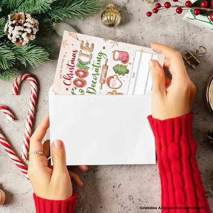 Christmas Party Invitations with Envelopes - Festive Holiday Card Set
