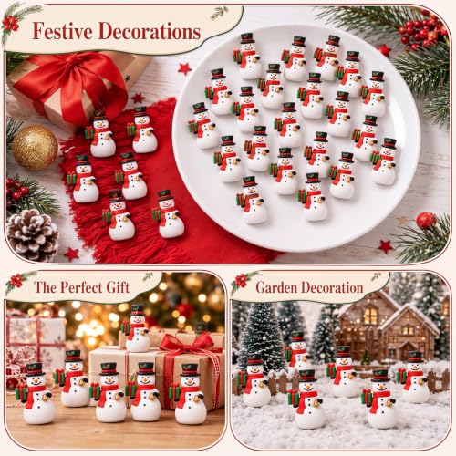 Mini Snowman Figurines Set - Christmas Holiday Winter Decorations Bulk 50 Pieces