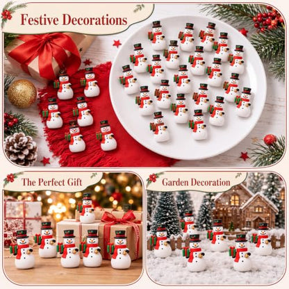 Mini Snowman Figurines Set - Christmas Holiday Winter Decorations Bulk 50 Pieces