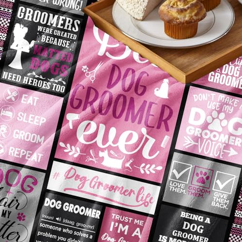 Dog Groomer Gift Throw Blanket 60x50 Inches Pink - Absacie