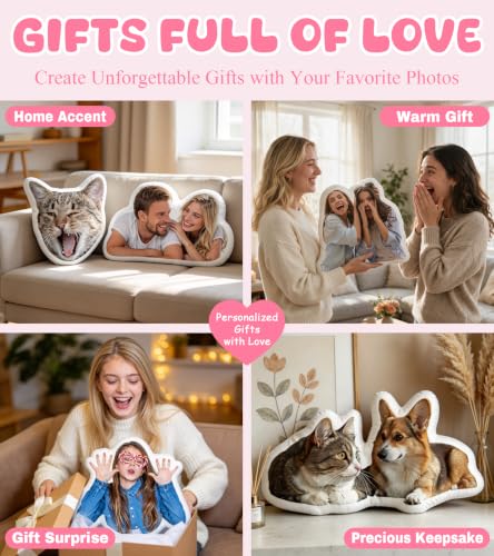 10 Inch Custom Pet Pillow with Photo - Personalized Dog Cat Face Throw Pillow Gift