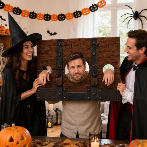 Brown Medieval Stockade Photo Prop Halloween Renaissance Backdrop