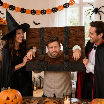 Brown Medieval Stockade Photo Prop Halloween Renaissance Backdrop