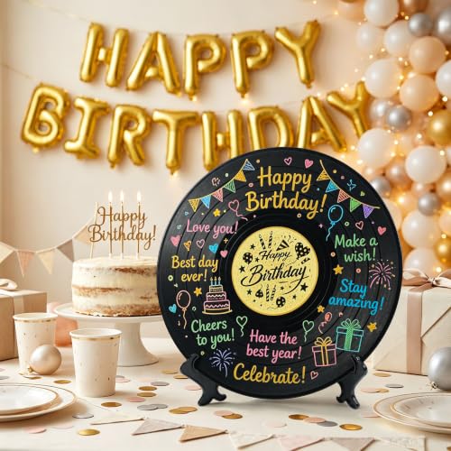 Vienrose Vinyl Record Guest Book Alternative - Black, 11.8 Inch Birthday Keepsake
