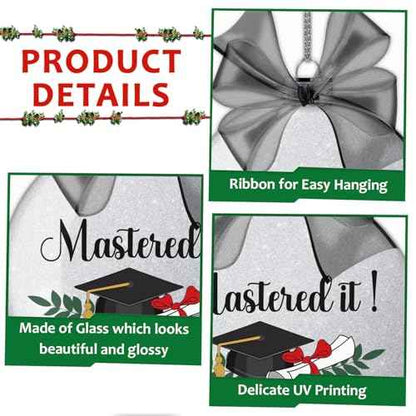 Mastered It Class of 2025 Masters Degree Graduation Ornament Christmas Ornament Tree Decoration Gifts for Her Him Graduation Gift for High School Graduate PhD College Students Glitter