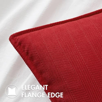 MIULEE Red Christmas Pillow Covers 22x22 Inch Pack of 2 Chenille Shams