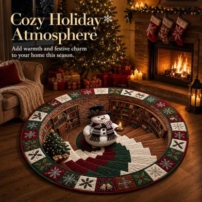 Christmas 3D Optical Illusion Round Rug - Holiday Floor Mat 40x40in (#U)