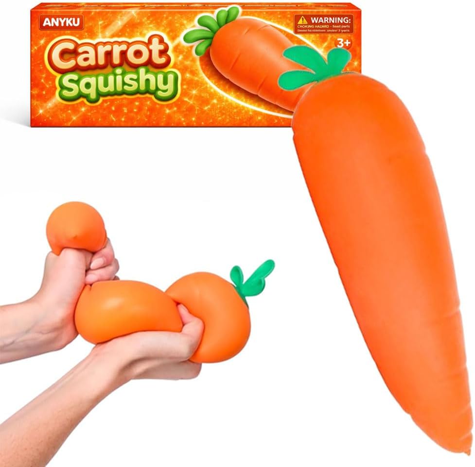 Skiennix Carrot Stress Relief Toy - Realistic Moldable Giant Carrot Fidget Ball for Relaxation | Ideal Easter Basket Gift