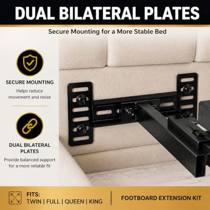 Adjustable Metal Bed Frame Headboard & Footboard Bracket Kit - Rust-Resistant Steel