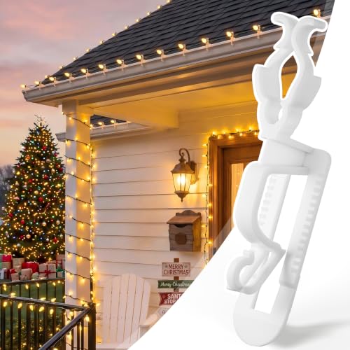 Christmas Light Clips White 200 Pack - Shingle & Gutter Mounting for C7 C9 String Lights