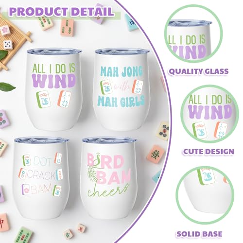 Patelai 12 oz Mahjong Tumbler with Lid & Straw - Cute Gift Drinkware