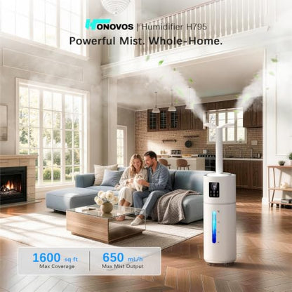 Honovos 17L Large Room Humidifier White with App & Remote - Cool Mist, Night Light
