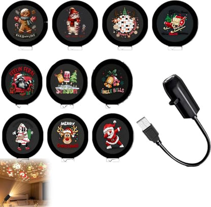 Christmas Night Sky Projector with 10 Films, 360° Adjustable HD Light