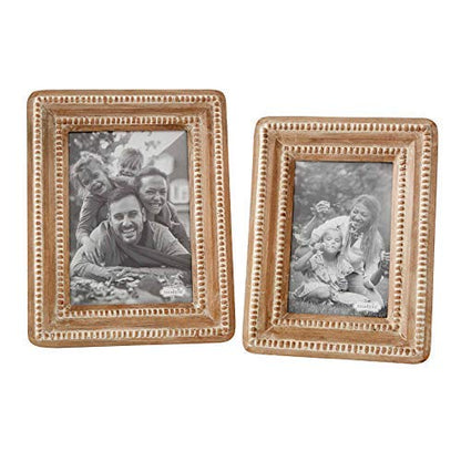 Mud Pie Beaded Reclaimed Frames (Small), brown (46900365S)