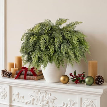 12 Pcs Artificial Cedar Stems - 18 Inch Holiday Greenery for Christmas Decor - Real Touch