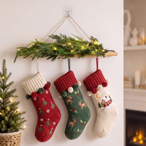 Lighted Christmas Stocking Holder with Hooks & Wall Mount, 28.35 Inches