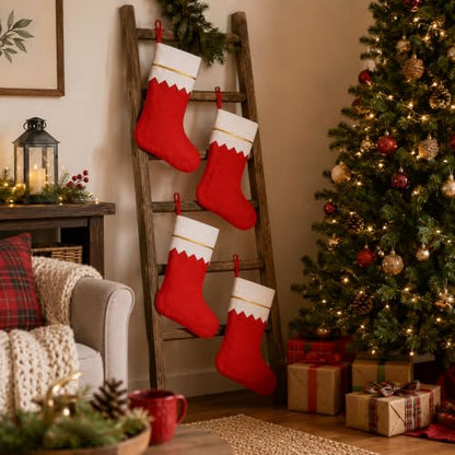 14 Pack Christmas Stockings Bulk - 15 Inch Red & White Non-Woven Holiday Decorations - Variation of THIS listing