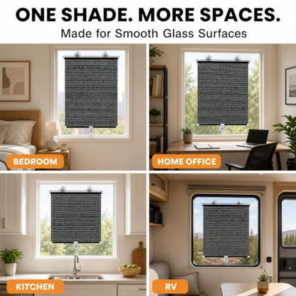 No Drill Indoor Window Blinds with Suction Cups - Light Filtering, Privacy, 13x24 Inches