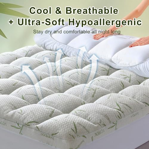 Green 4 Inch Memory Foam Mattress Topper Queen Size Cooling Gel Bamboo Cover