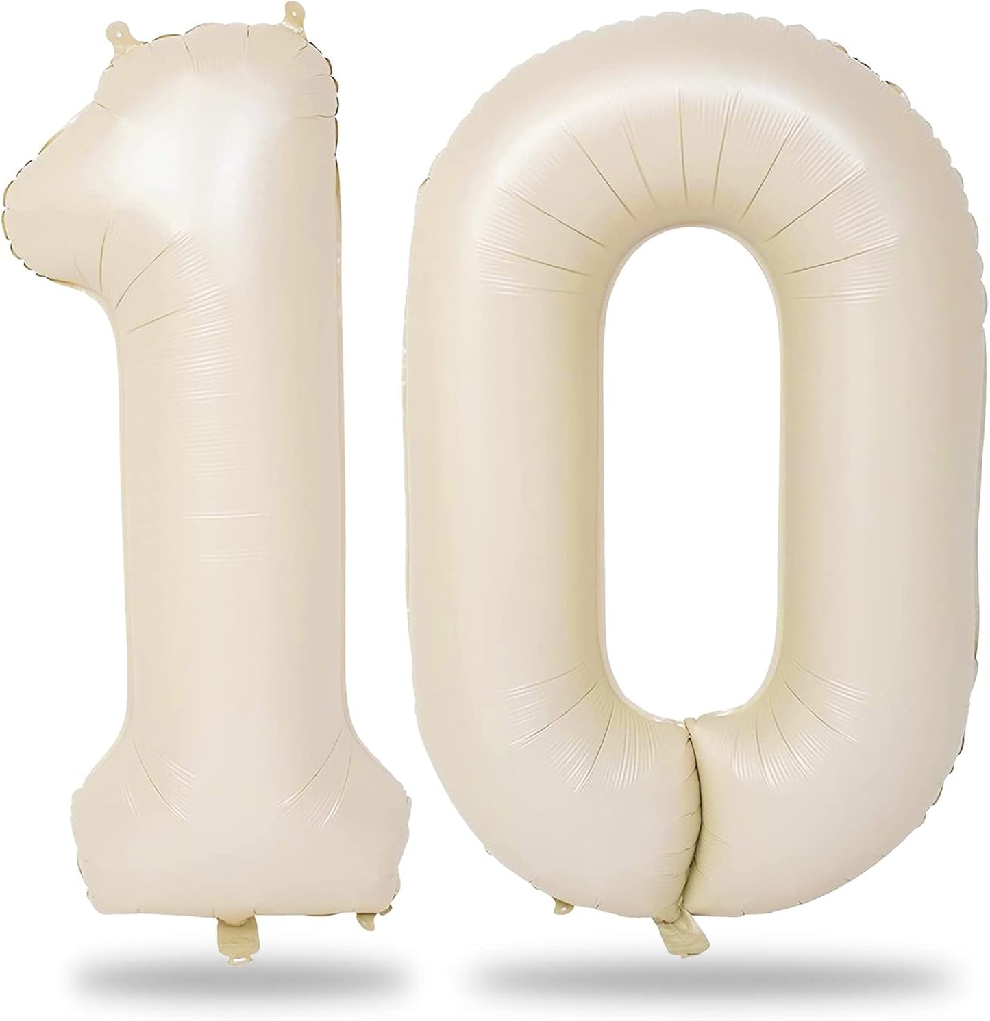Skiennix 40-Inch Beige Number 10 Balloons - Helium Foil for 10th Birthday Decorations | Ivory White & Cream