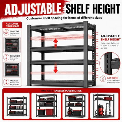 6-Tier Garage Shelving Unit - 68"W x 20"D x 84"H Adjustable Heavy-Duty Storage Rack - Variation of 1 / 6-T/68"Wx84"H x20"D