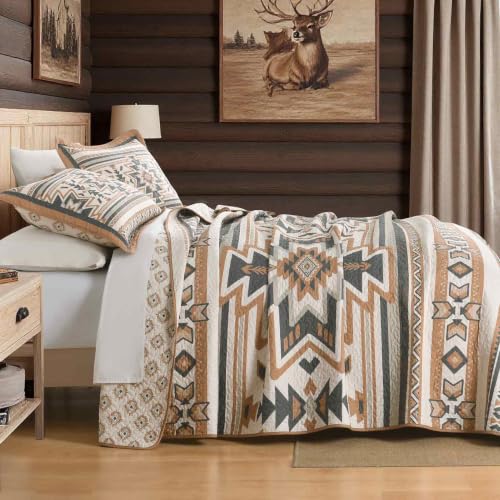 King Cotton Quilt Set Southwestern Aztec Reversible Rustic Bedding