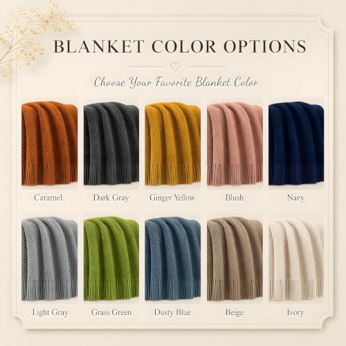 Personalized Knitted Throw Blanket with Embroidery & Tassel Edges - Wedding Gift