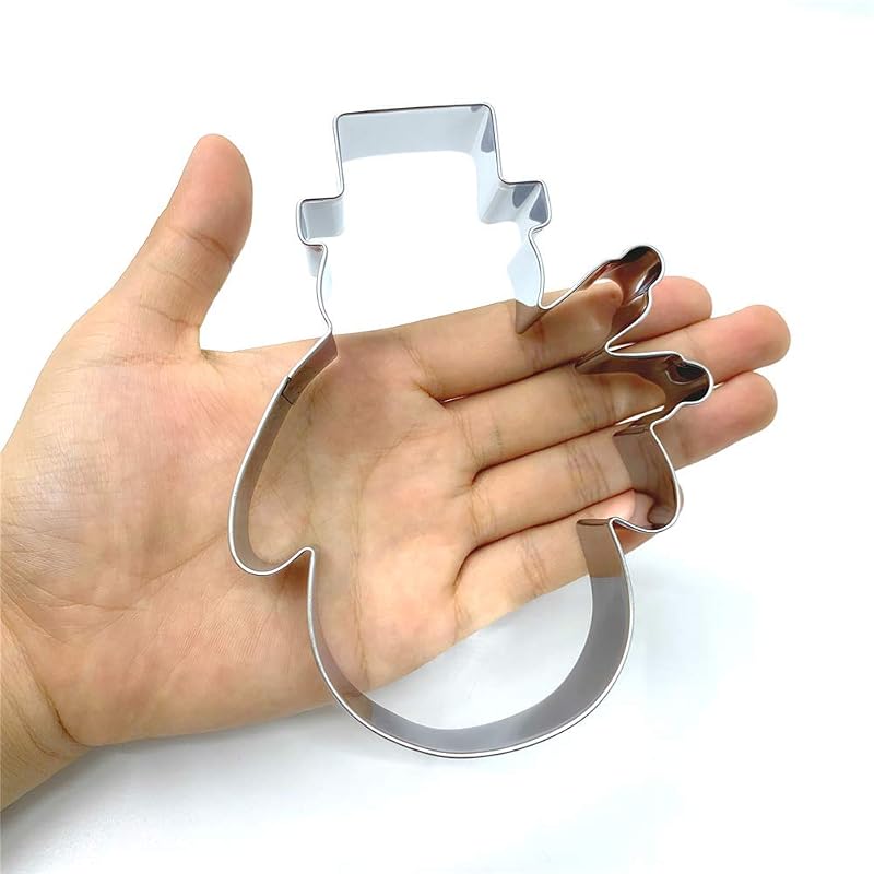 Snowman Cookie Cutter - 3.7 x 4.6 in, Stainless Steel, Safe for Dough & Fondant
