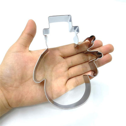 Snowman Cookie Cutter - 3.7 x 4.6 in, Stainless Steel, Safe for Dough & Fondant