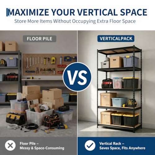 Heavy Duty 5-Tier Metal Storage Shelving Unit - Garage, Warehouse, Pantry