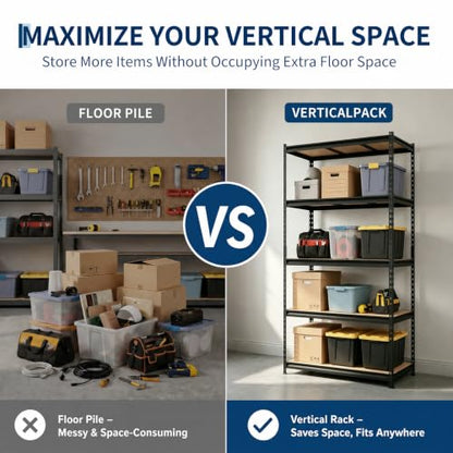 Heavy Duty 5-Tier Metal Storage Shelving Unit - Garage, Warehouse, Pantry