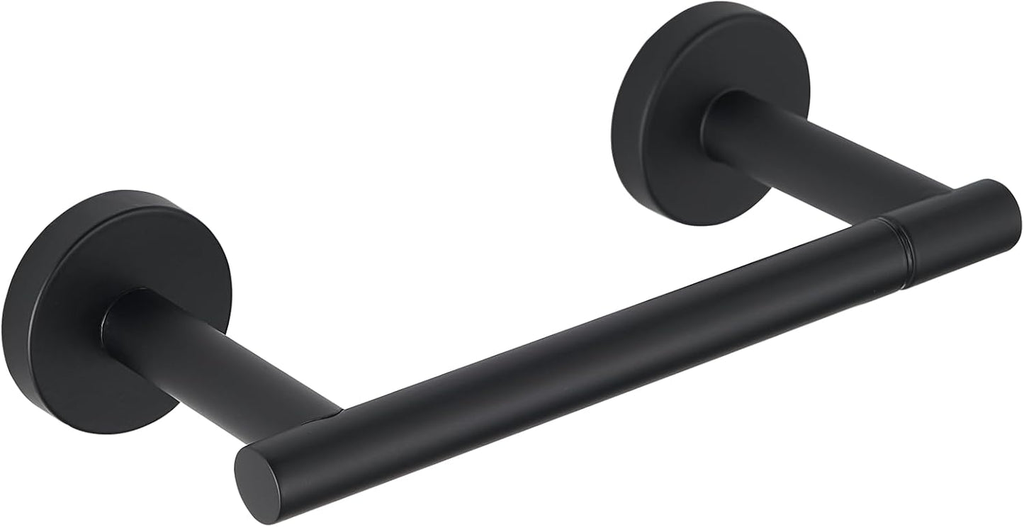 Skiennix Toilet Paper Holder - Double Post Pivoting Design, Rustproof Stainless Steel | Fits Mega Rolls, Black