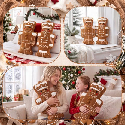 Wenqik 2 Pack Christmas Throw Pillows - Gingerbread Nutcracker Design, 15.7"