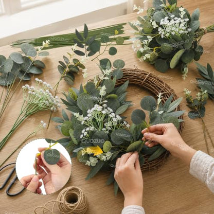 Artificial Eucalyptus Leaves Stems Bulk 70 Pcs Faux Greenery for Wedding and Home Decor