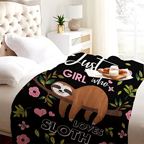 Sloth Blanket Ultra Soft Cozy Flannel Sloth Throw Blanket for Women Girls Adults Gifts 80"x60"