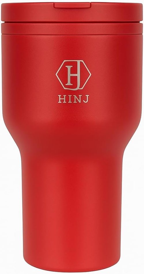 Insulated Travel Tumbler - 28oz Stainless Steel in Crimson with Secure Lid