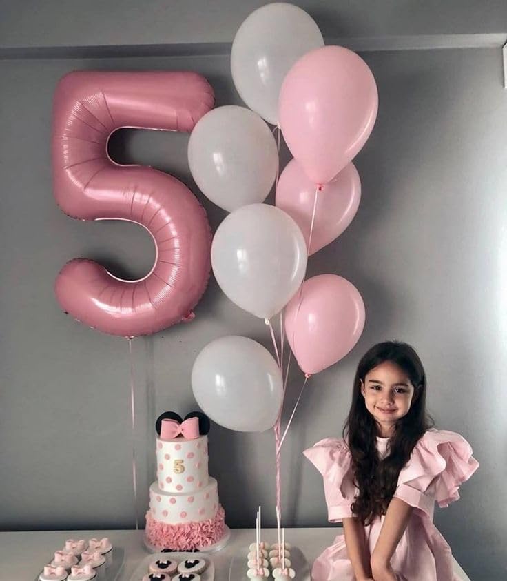 Pearlescent Pink Number 10 Balloons - 40 Inch 10th Birthday Decorations for Girls