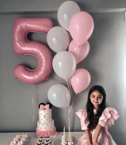 Pearlescent Pink Number 10 Balloons - 40 Inch 10th Birthday Decorations for Girls