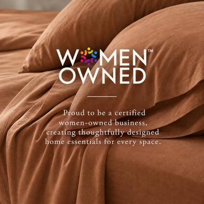 Queen Size Flannel Sheet Set - Solid Adobe, 100% Turkish Cotton, Double-Brushed, Cozy Winter Bedding