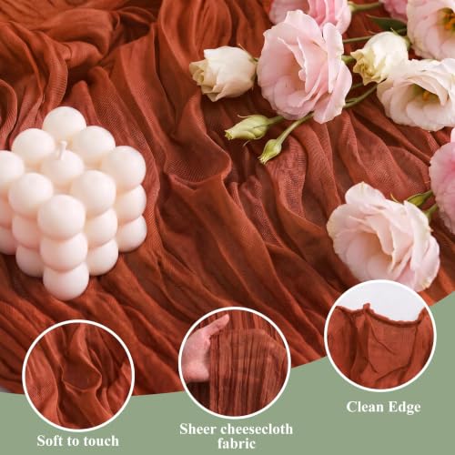 3 Pack Terracotta Cheesecloth Table Runner 17x108 Inch for Wedding & Party Decor
