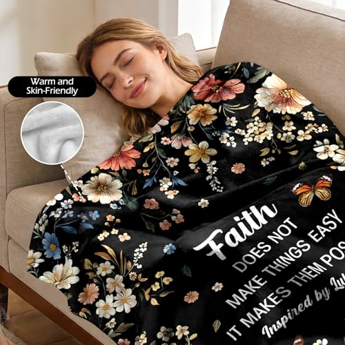 Faith Throw Blanket for Women 60x50 Inches Christian Religious Gift for Women - Inspirational Home Decor