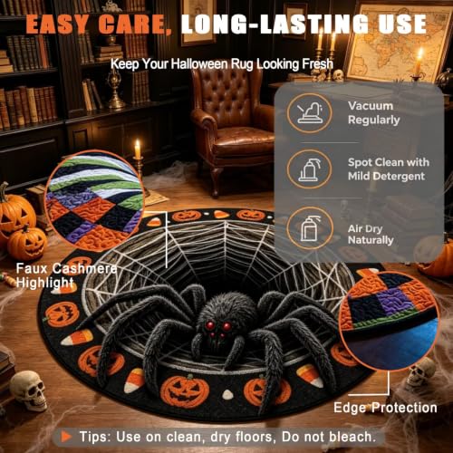 Halloween Optical Illusion Skeleton Vortex Rug 4'7" Round - Cheuinr