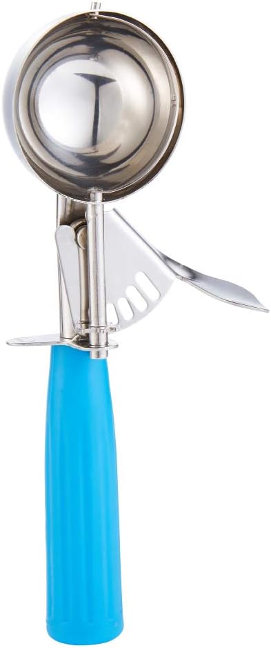 Portion Scoop #16 - 2 Oz Disher & Cookie Scoop - Durable 18/8 Stainless Steel with Blue Handle