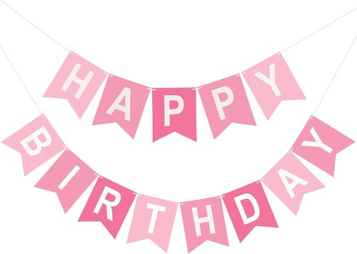 Happy Birthday Banner - Pre-Strung Party Decoration for Men, Women & Kids | Pink Design