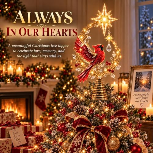 Christmas Tree Topper with Cardinal Design and Lighted Glow - 1pc