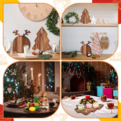 Umigy 2 Pcs Christmas Reindeer and Tree Charcuterie Boards - Acacia Wood